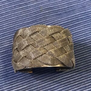 Silver Braided Mesh Cuff Bracelet